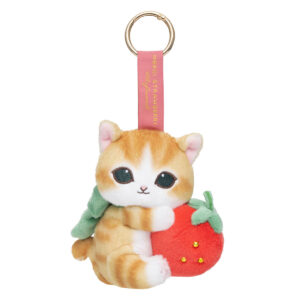 Mofusand Merci Strawberry Mascot Keychain(Strawberry-brown and white cat)