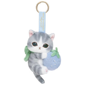 Mofusand Merci Strawberry Mascot Keychain(Strawberry Gray and White Cat)